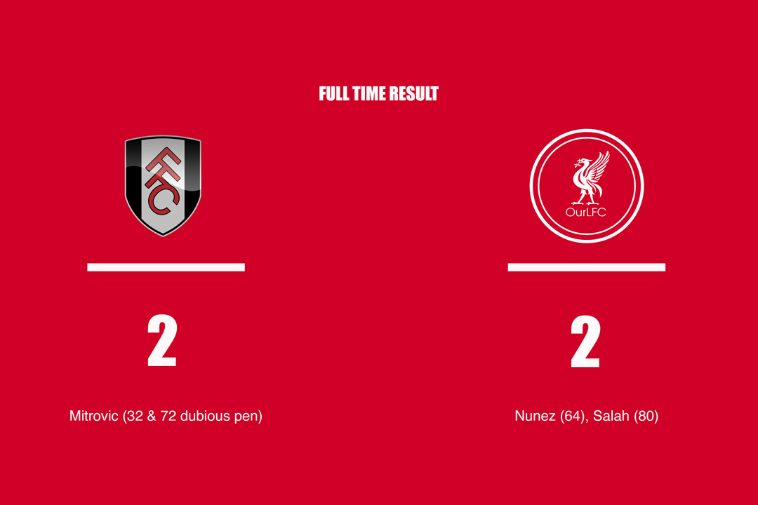 Full Time: Fulham 2-2 Liverpool