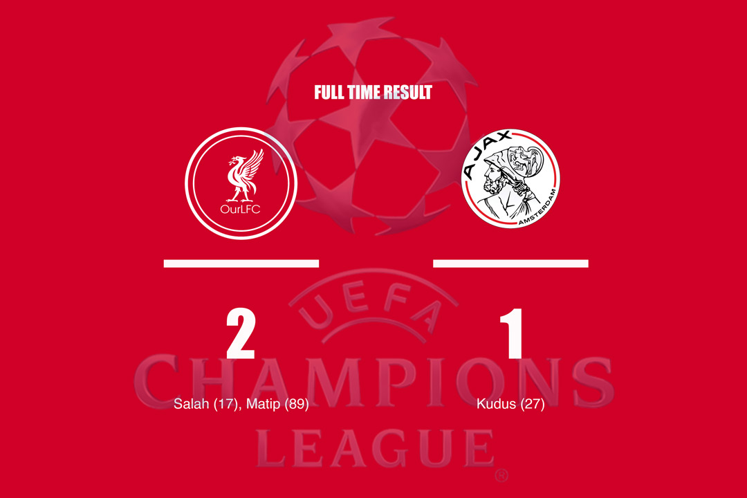 Full Time: Liverpool 2-1 Ajax