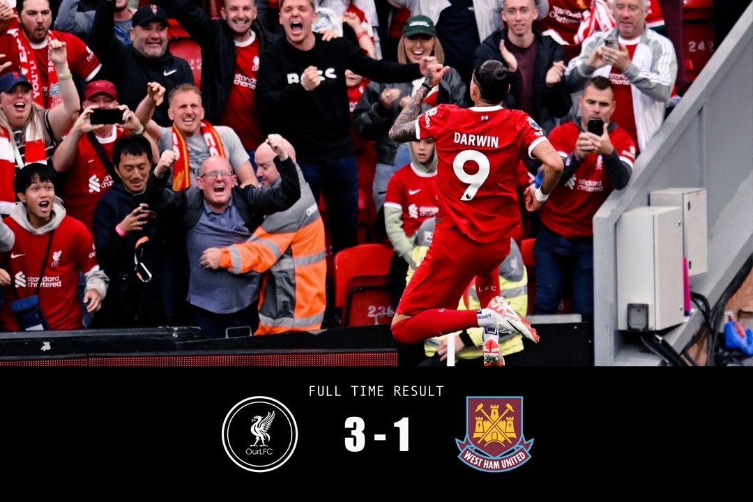 RESULT: Liverpool 3-1 West Ham