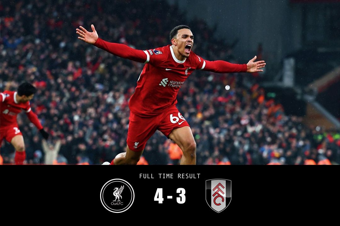 RESULT: Liverpool 4-3 Fulham